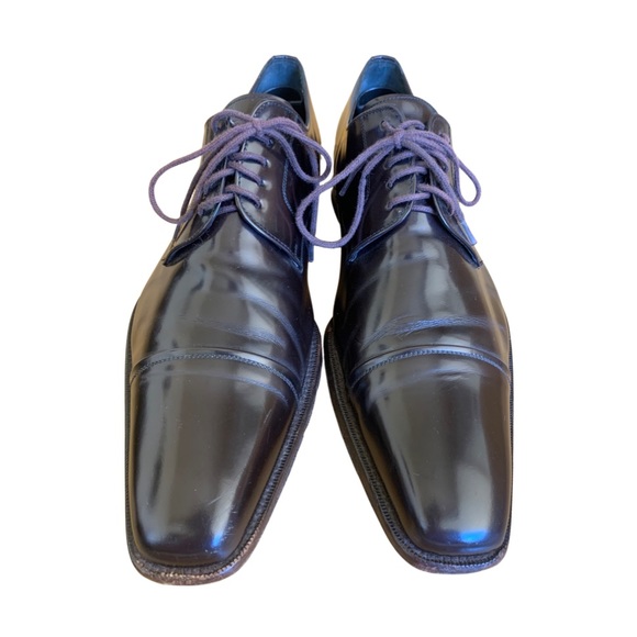 Mezlan Dark Brown Leather Cap Toe Shoes - Picture 4 of 7